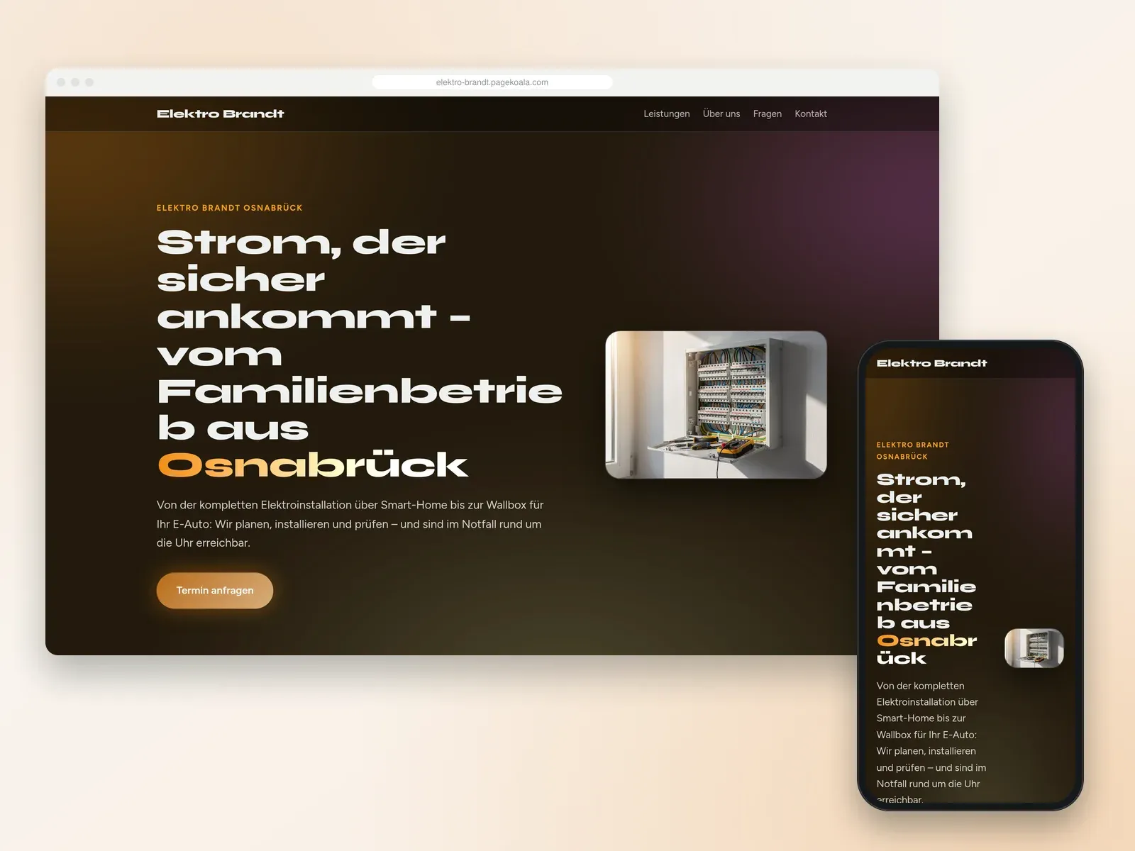 Von der PageKoala-KI erstellte Website: Elektro Brandt